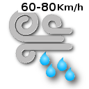 Nublado y chubascos dÃ©biles con viento entre 60 y 80 km/h y rÃ¡fagas de viento hasta 90 km/h